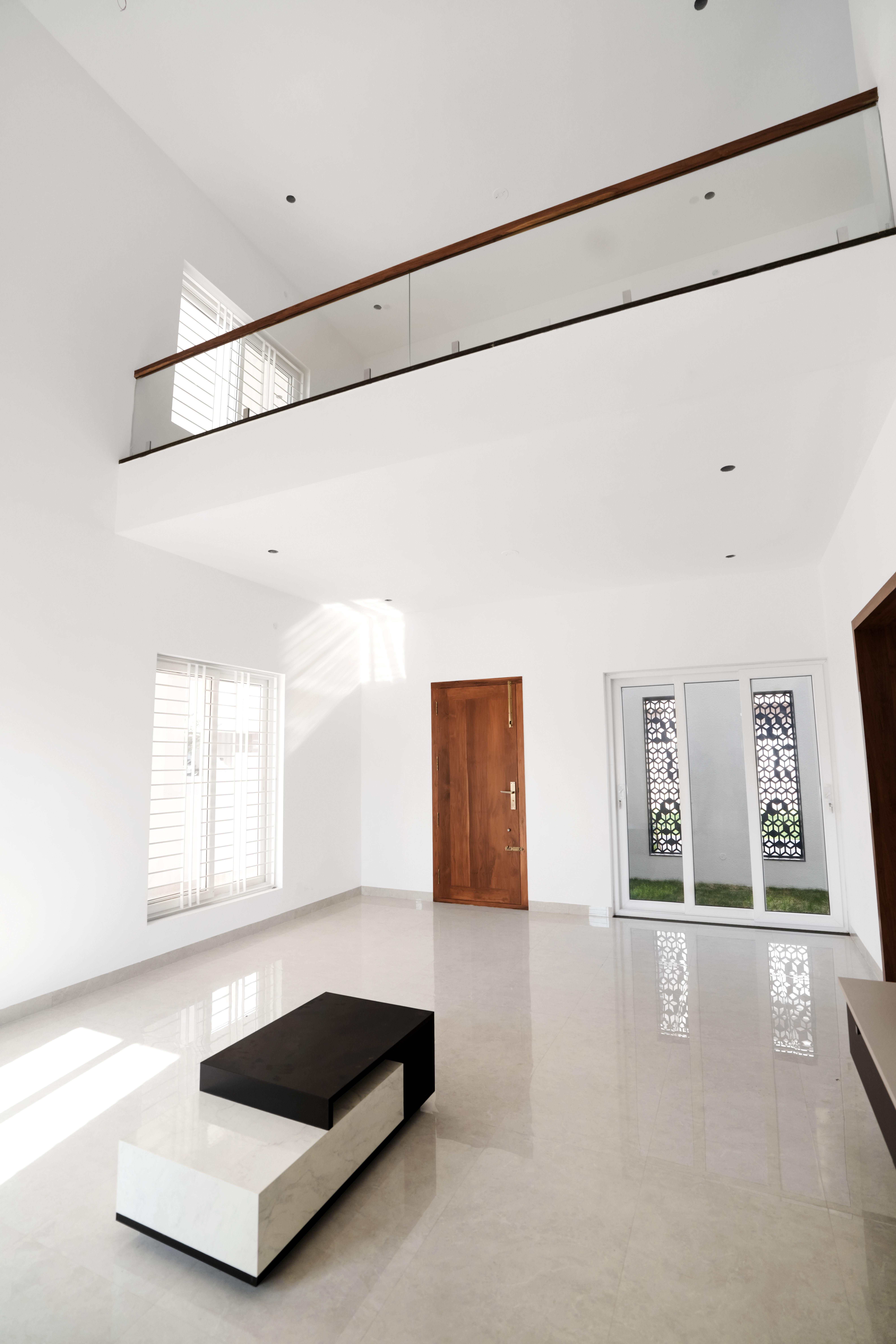 uPVC Sliding Door with Decorative Glass Panels